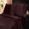 Mk Collection 4pc Soft Silky Satin Solid Color Deep Pocket Sheet Set (Burgundy, King) view 2