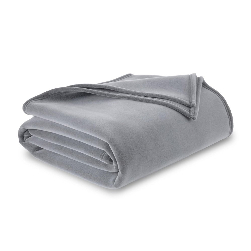 Vellux 1B07046 Original Insulating Core Hotel Style Solid blanket Machine Washable Soft Cozy Warm Pet Friendly Bed Sofa Blankets, King, Grey
