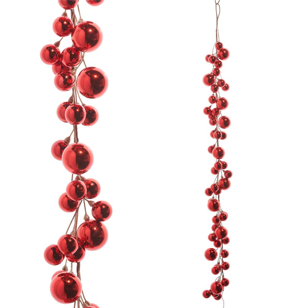 RAZ Imports - 4' Red Plastic Christmas Ball Garland