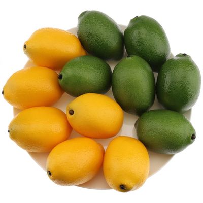 Gresorth 12pcs Yellow & Green Artificial Lifelike Simulation Lemon Fake Fruit Home Kitchen Cabinet Decoration