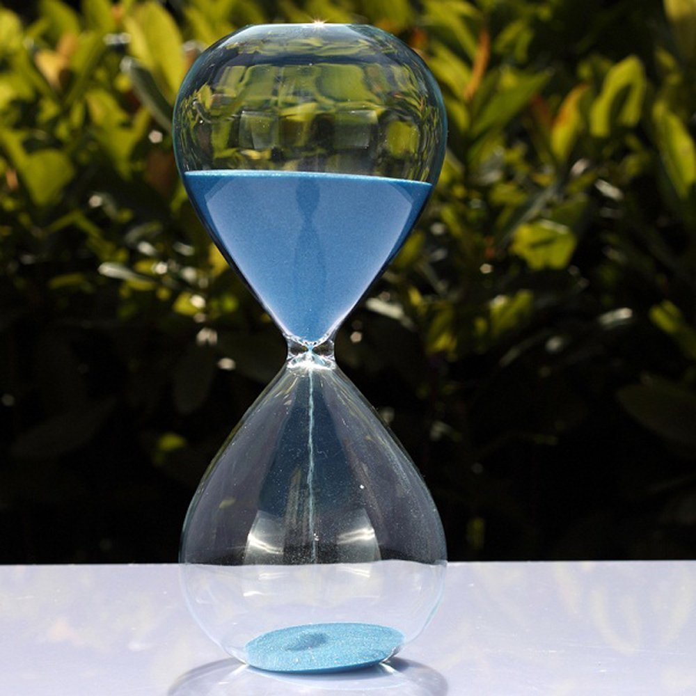 Large Fashion Colorful Sand Glass Sandglass Hourglass Timer Clear Smooth Glass Measures Home Desk Decor Xmas Birthday Gift (60 Minutes, Blue)