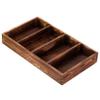 MyGift Burnt Wood Drawer Organizer Tray with 4 Slots, Multipurpose Utensil, Cutlery, Tools Wooden Bin view 1