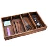 MyGift Burnt Wood Drawer Organizer Tray with 4 Slots, Multipurpose Utensil, Cutlery, Tools Wooden Bin view 2