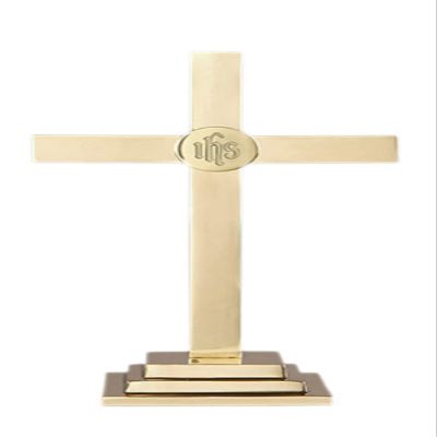 24 Inch Altar Cross - Square Base - Made of Solid Brass
