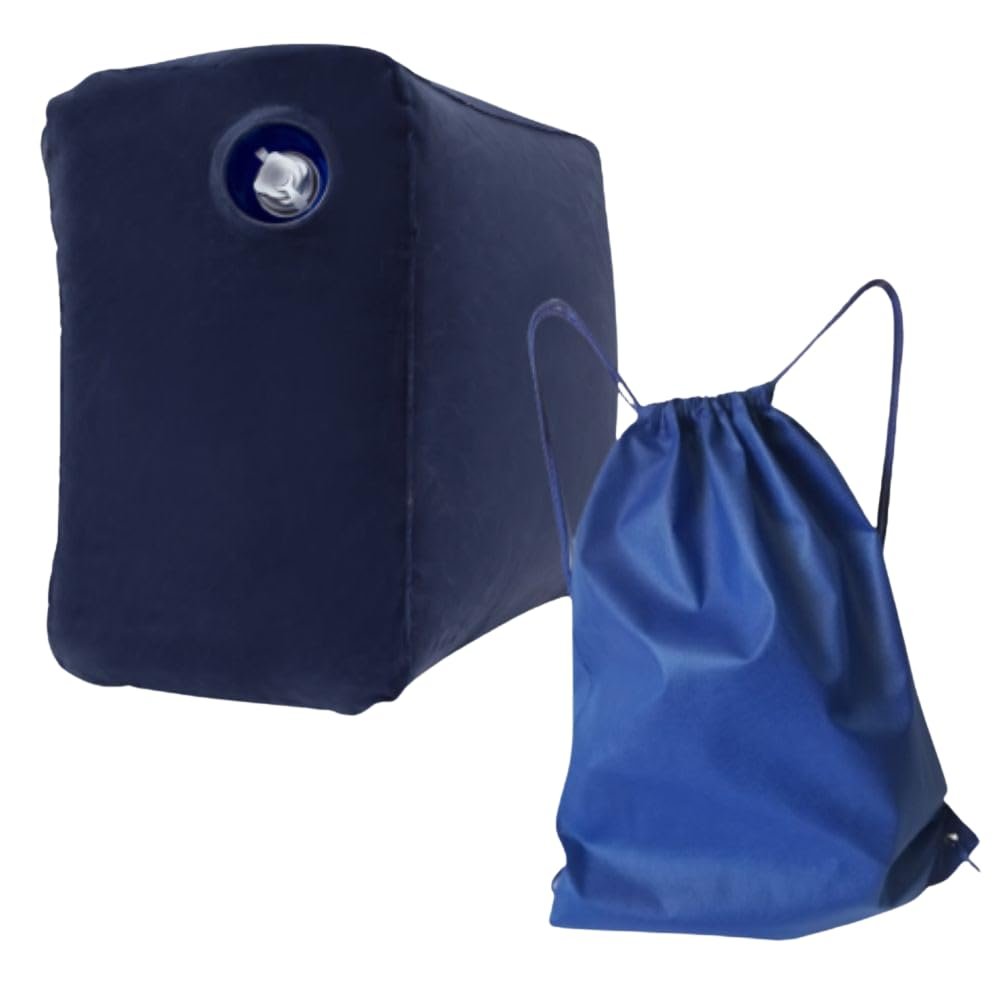 1st Class Kid XL Inflatable FootRest Leg Rest Travel Pillow; Kid Child Toddler Plane Bed, 1 Footstool with 1 Drawstring Bag. Ideal for Airplane, Car, Home, Office, RV, Camp, Car Pet Bed.