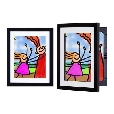 Dynamic Frames Lil Davinci Front-Open 2-Pack Kids Art Frames, Wooden Frames for 8.5x11 Artwork, Prints & Certificates, Store up to 50 per Frame, 11.75 x 14.75 Outer Dimensions, Black