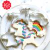 Ann Clark Unicorn 3-Pc. Cookie Cutter Set, Made in USA, Rainbow, Unicorn Body & Head view 2