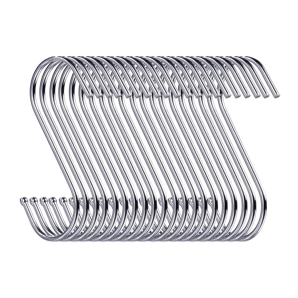 D-BUY 30 Pack 3.5 inch Heavy Duty S Hooks - Plants, Outdoor, Light, Cup, Large Hangers for Kitchen, Bathroom, Bedroom and Office (Silver)