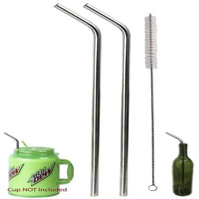 2 JUMBO 14" Stainless Steel Straws 100 oz HUGE SUPER LONG Drinking Wide Compatible With Whirley Insulated Travel Mug FOAM Truck Stop Cups