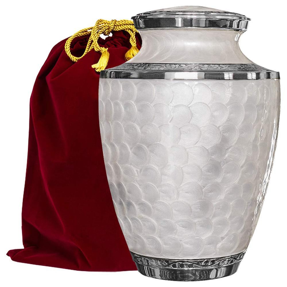 Trupoint Memorials Cremation Urns for Human Ashes, Decorative Burial Urn for Adult Men and Women, Large Opal with Silver Lining