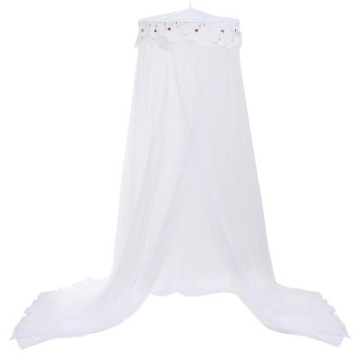 Jeteventy Bed Canopy for Girls, Princess Bed Curtain Net for Single to King Size,Bedroom Decoration of Round Lace Dome with Stainless Steel Hook,Quick Easy Installation (White)