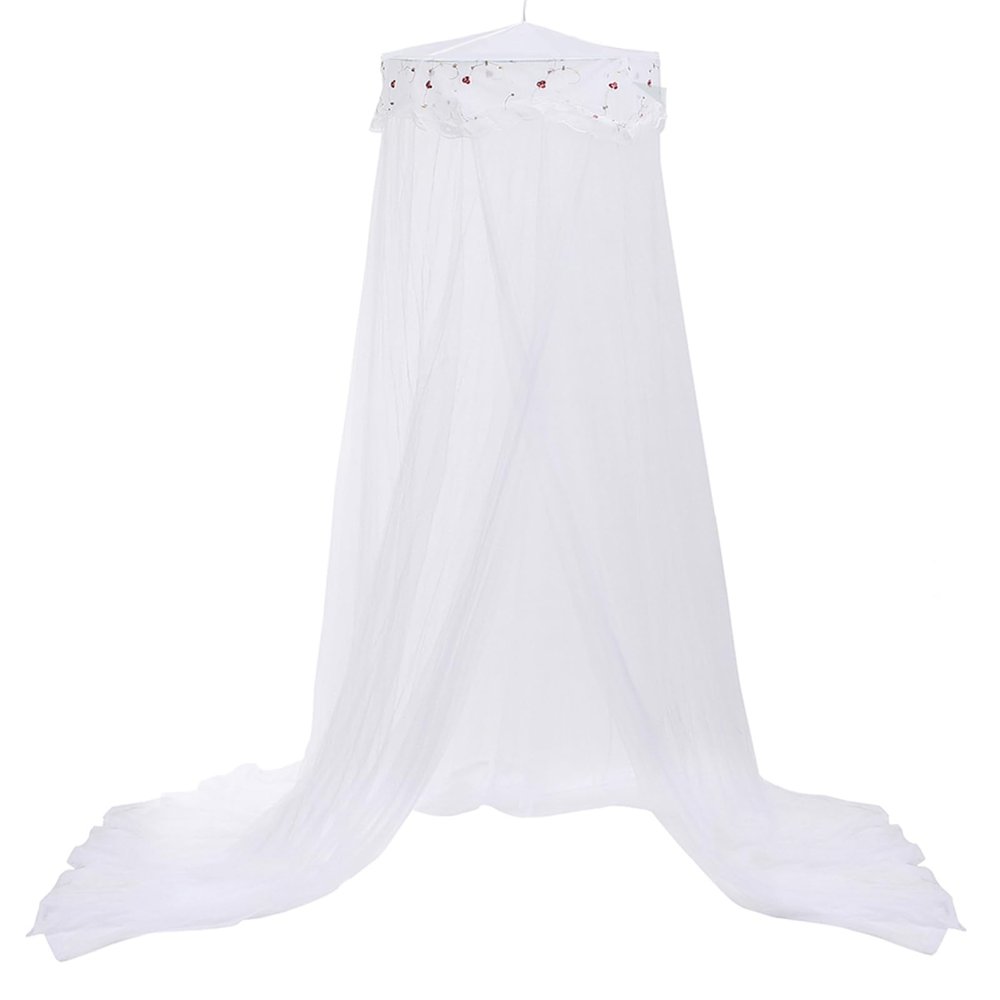 Jeteventy Bed Canopy for Girls, Princess Bed Curtain Net for Single to King Size,Bedroom Decoration of Round Lace Dome with Stainless Steel Hook,Quick Easy Installation (White)