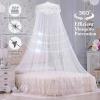 Jeteventy Bed Canopy for Girls, Princess Bed Curtain Net for Single to King Size,Bedroom Decoration of Round Lace Dome with Stainless Steel Hook,Quick Easy Installation (White) view 3