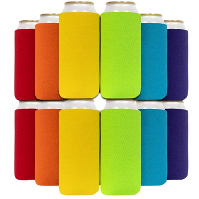 QualityPerfection Can Cooler Sleeve, 12 Oz Foam Collapsible Cooler Can Cover, Insulated Can Cooler, 4mm Thick Beer Cover & Soda Can Cover, 12 Cooler Can Covers, (12) Mix Colors
