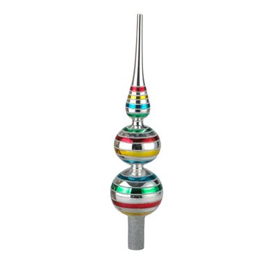 Kurt Adler GG1400 13 Inch 3 Tier Early Years Glass Multicolor Treetops with Shiny Finish for Vintage Fans and Collectors, (2 Pack)