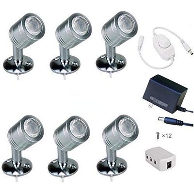 Xking 12V 1W LED Spotlight/Cabinet Light/Display Cabinet Light/Museum/Wall Light ANG PWM in-line Dimmer - Warm White 3000K (Set of 6)