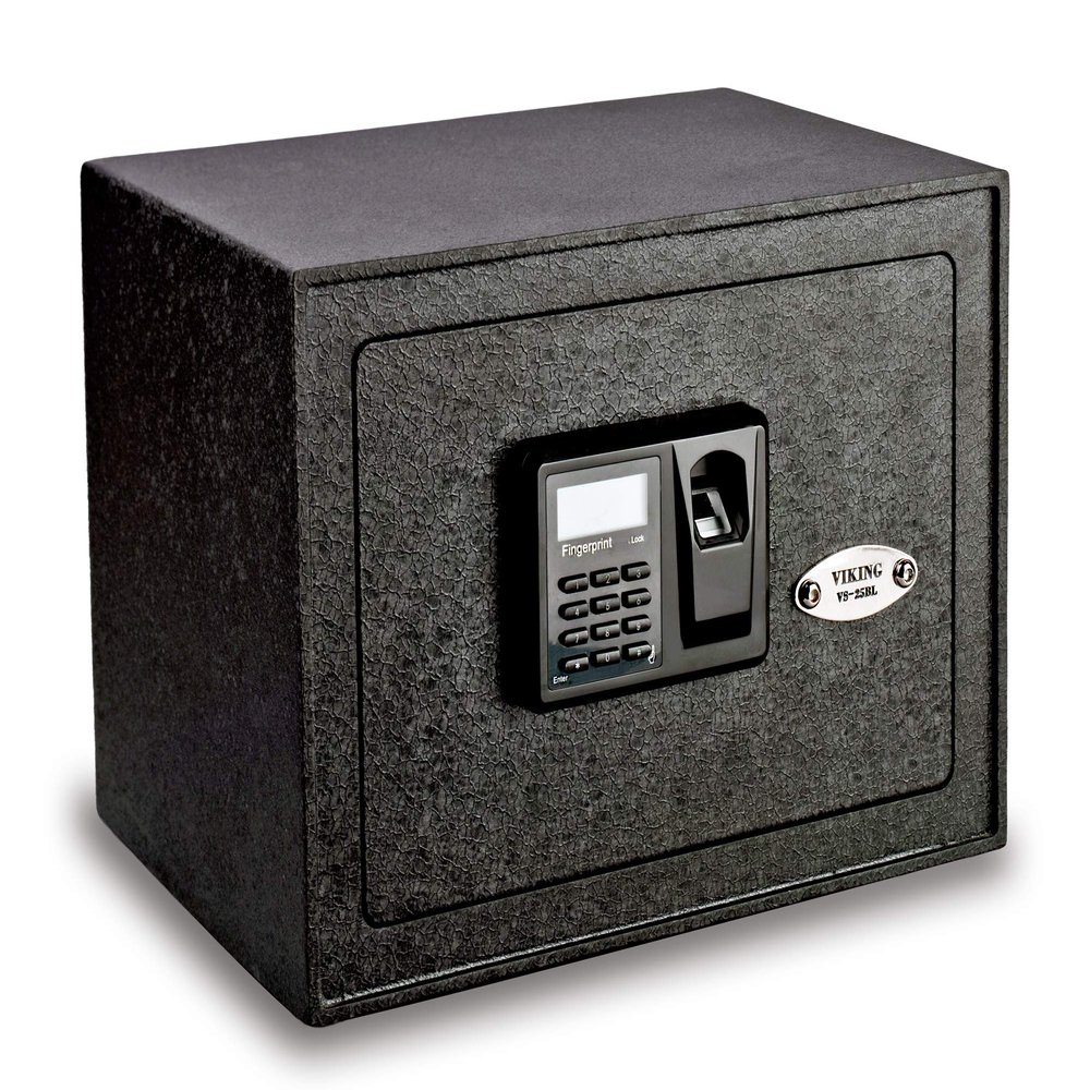 Viking Security Safe VS-25BL Fingerprint Home Safe with 32-Print Biometric Access, LED-Lit Interior, Adjustable Shelf & Heavy-Duty Anti-Pry Steel Body