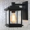 LALUZ Rectangle Porch Lights Outdoor, A03156 Farmhouse Weather-Proof Exterior Light Fixture with Clear Glass, Anti-Rust Outdoor Wall Lantern in Matte Black Finish for Front Door, Patio, Yards, Garage view 1