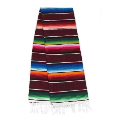 Leos Imports Mexican Serape Blanket, Traditional Saltillo Mexican Throw Blanket, Handmade Acrylic Blanket, 84 x 55 Inches, Burgundy