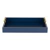 Kate and Laurel Lipton Decorative Tray with Polished Metal Handles, Navy Blue and Gold view 2