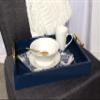 Kate and Laurel Lipton Decorative Tray with Polished Metal Handles, Navy Blue and Gold view 4
