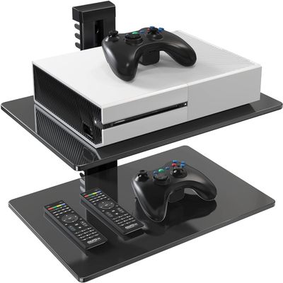 PERLESMITH Floating AV Shelf Double Wall Mount TV Shelf - Holds up to 17.6lbs - DVD DVR Component - Perfect for Xbox, Projector, WiFi Router, Game Console and Cable Box, PSDSK2