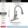 Delta Leland Brushed Nickel Kitchen Faucet with Pull Down Sprayer, Traditional Single Hole Kitchen Sink Faucet, Single Handle, SpotShield Stainless 9178-SP-DST view 4