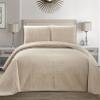 Mk Collection 3pc King/California King Solid Embossed Bedspread Bed Cover Over Size Beige/Khaki New view 1