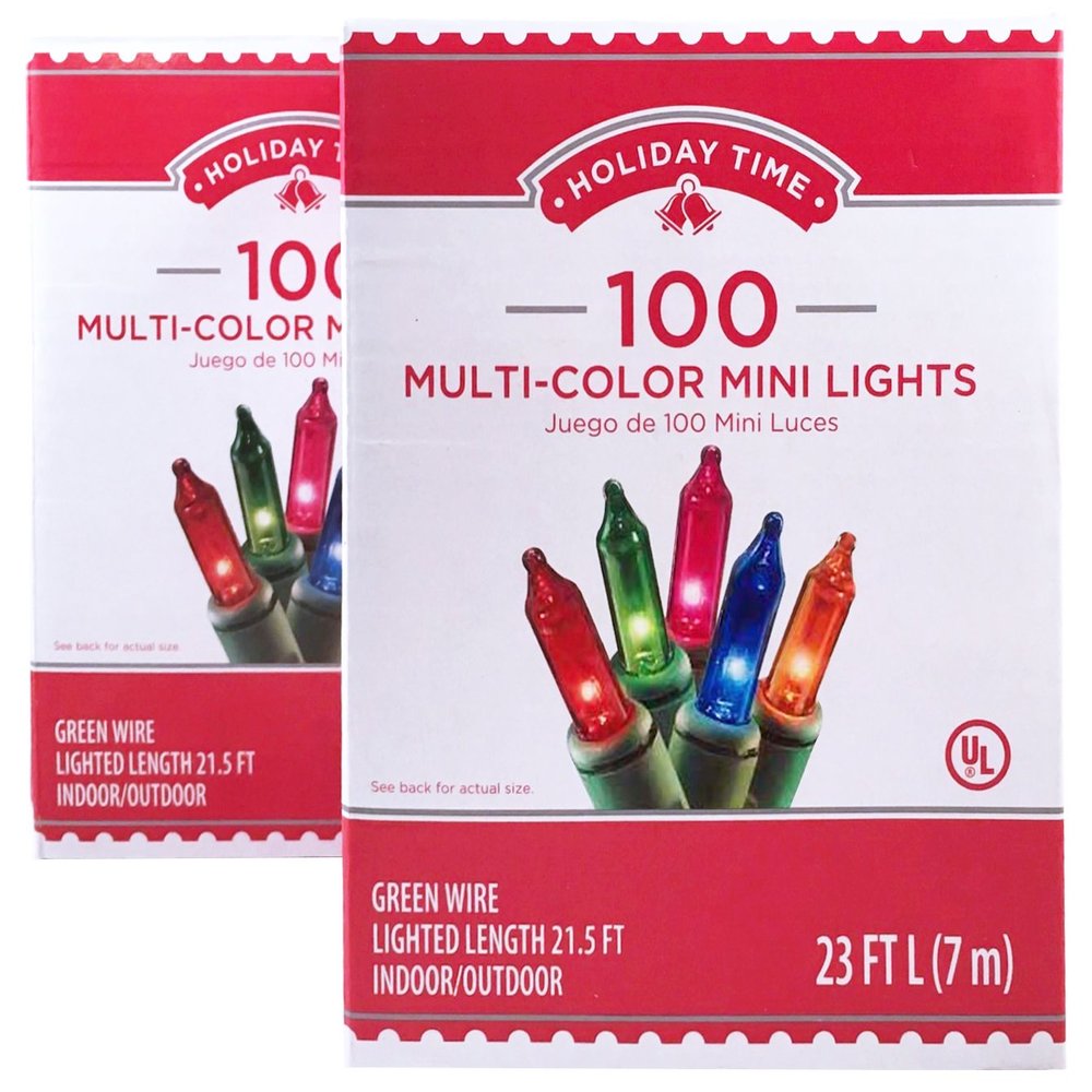 Holiday Time 100 Multi-Color Mini Lights - Green Wire (2 Pack)