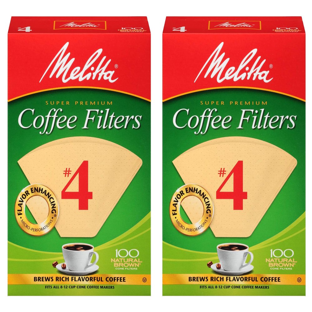 Melitta #4 Coffee Filters, Natural Brown, 2 Pack of 100 Filters.