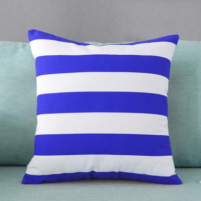 TAOSON Set of 2,Royal Blue White Stripe Pattern Home Decorative Cotton Canvas Square Toss Pillowcase Cushion Cover Sofa Throw Pillow Case with Hidden Zipper Closure Only Cover No Insert 18 x 18 Inch