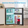 Midea WHD-113FB1 Double Door Mini Fridge with Freezer for Bedroom Office or Dorm with Adjustable Remove Glass Shelves Compact Refrigerator, 3.1 cu ft, Black view 2