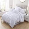 Chezmoi Collection Sydney California King Size Comforter Set - 7-Piece Pintuck Bedding - White, Elegant Lightweight Pinch Pleat Comforter with Decorative Pillows Bed Set for All Season view 2