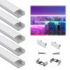 Muzata 5Pack 3.3FT/1M LED Channel Aluminum U Shape Silver LED Strip Diffuser Channel with Milky White Cover Easy Installation U1SW WW 1M view 1