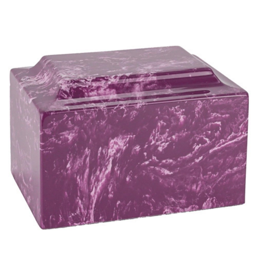 Amethyst Classic Cultured Marble by Mackenzie Vault for Silverlight Urns, Purple Cremation Urn for Ashes, Adult Sized, Ground Burial, Home Memorial, and Funeral Service