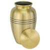 Classic Three Bands Gold Cremation Urn for Ashes, Brass, Gold Urn, Adult Sized Cremation Urn, 9.75 Inches High view 3