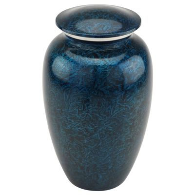 Starry Night Blue Cremation Urn for Ashes, Aluminum, Blue Urn, Adult Sized Cremation Urn, 10.5 Inches High