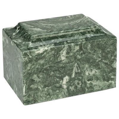 Emerald Classic Cultured Marble by Mackenzie Vault for Silverlight Urns, Green Cremation Urn for Ashes, Adult Sized, Ground Burial, Home Memorial, and Funeral Service