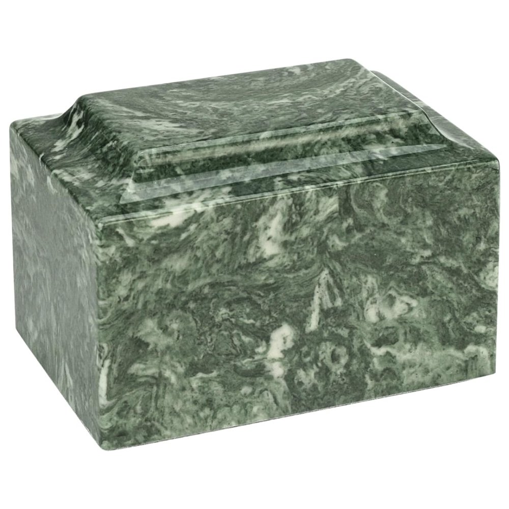 Emerald Classic Cultured Marble by Mackenzie Vault for Silverlight Urns, Green Cremation Urn for Ashes, Adult Sized, Ground Burial, Home Memorial, and Funeral Service