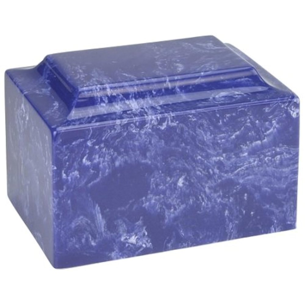 Cobalt Classic Cultured Marble by Mackenzie Vault for Silverlight Urns, Blue Cremation Urn for Ashes, Adult Sized, Ground Burial, Home Memorial, and Funeral Service