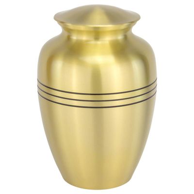 Classic Three Bands Gold Cremation Urn - Extra Large, Brass, 12 Inches High