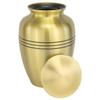 Classic Three Bands Gold Cremation Urn - Extra Large, Brass, 12 Inches High view 2