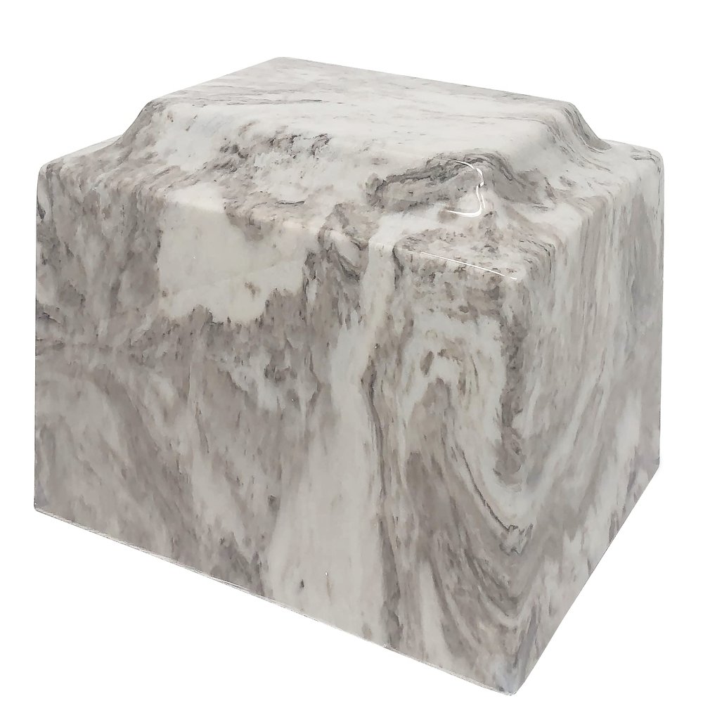 Cashmere Classic Cultured Marble by Mackenzie Vault for Silverlight Urns, Dark Gray Cremation Urn for Ashes, Adult Sized, Ground Burial, Home Memorial, and Funeral Service