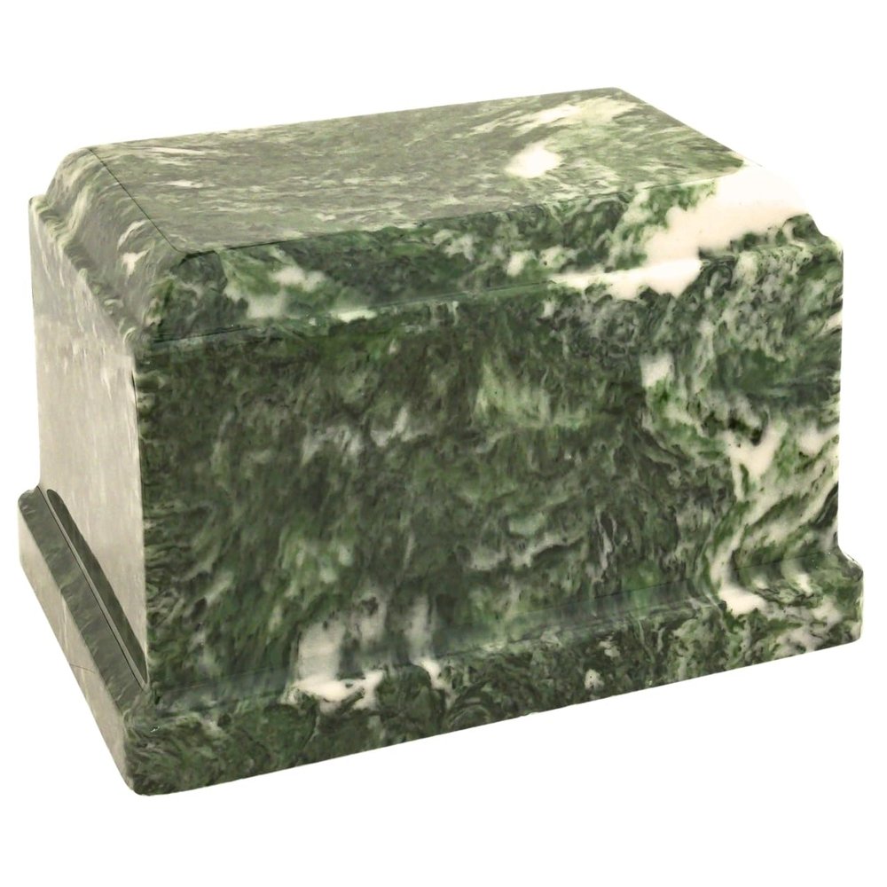 Emerald Olympus Cultured Marble Cremation Urn for Human Ashes, Green, Ground Burial, Home Display and Funeral Memorial