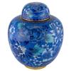 Azure Blue Cloisonne Cremation Urn for Ashes, Metal, Blue Enameled Urn, Adult Sized Cremation Urn, 9.5 Inches High view 1