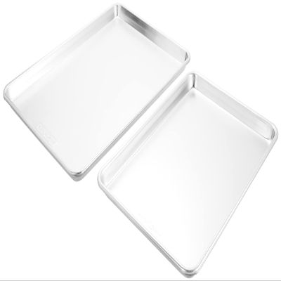 Nordic Ware Naturals Extra Large and Half Sheet Set - USA Made Aluminum Commercial Quality Sheet Pan for Baking or Roasting, Encapsulated Galvanized Steel Rim Prevents Warping, Big Sheet + Half Sheet