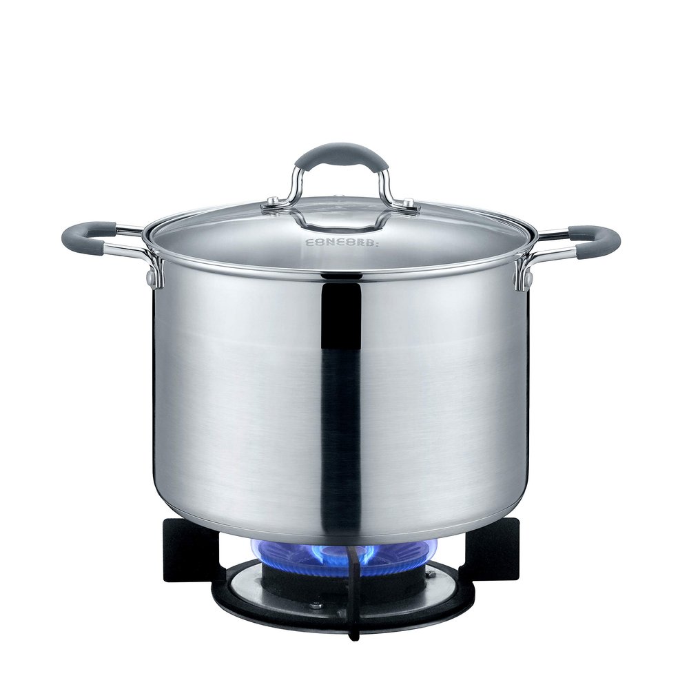 CONCORD Stainless Steel Stock Pot with Glass Lid (Induction Compatible) ((2.5 QT)