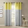 Intelligent Design Yellow in Grey Chevron Printed Curtains for Living Room or Bedroom, Modern Contemporary Grommet Room Darkening Curtains, 42x84, 2-panel pack view 1