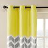 Intelligent Design Yellow in Grey Chevron Printed Curtains for Living Room or Bedroom, Modern Contemporary Grommet Room Darkening Curtains, 42x84, 2-panel pack view 3