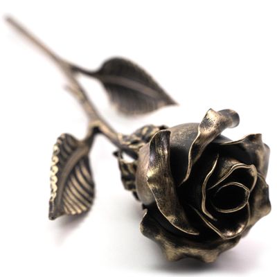 MakuliSmit Handcrafted Bronze Rose 8th & 19th Yeat Wedding for Her Solid Metal Forever Flower Keepsake